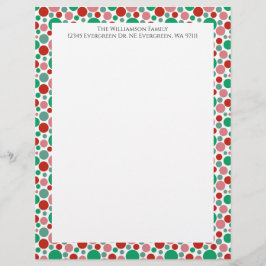 Papel Timbrado Colorido Moderno Festivo Pontos Verde Vermelho Ros