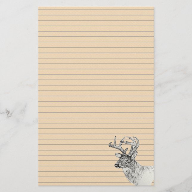 Papel timbrado com desenho de cervo à tinta (Frente)