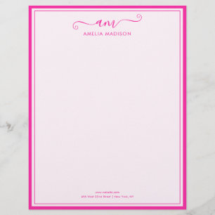Papel Timbrado com Letra Vibrante Rosa