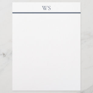 Papel Timbrado com Monograma de Barra Azul Marinho