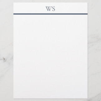 Papel Timbrado com Monograma de Barra Azul Marinho
