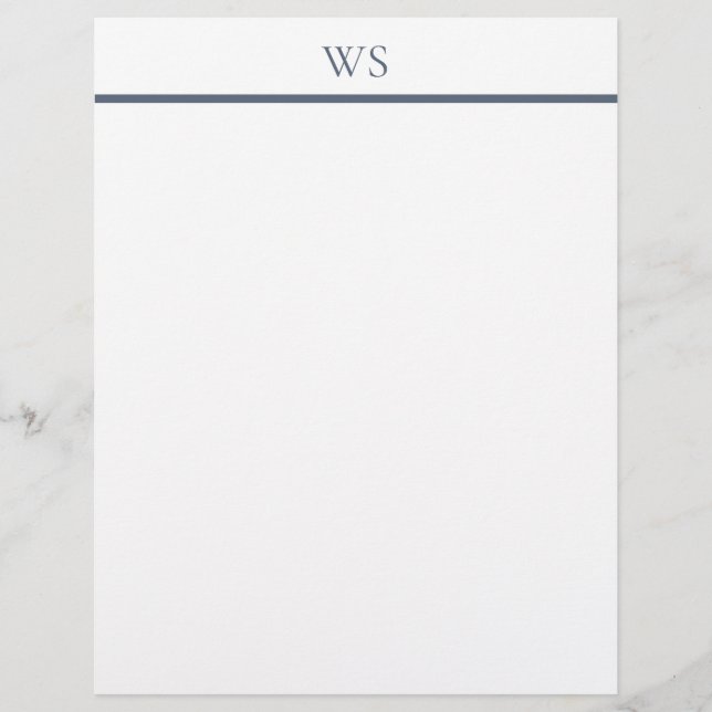 Papel Timbrado com Monograma de Barra Azul Marinho (Frente)