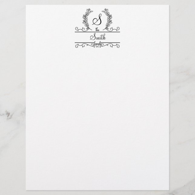 Papel Timbrado com Nome da Família Monogramado (Frente)