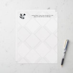 Papel Timbrado Construção de Bloco Preto e Branco Moderno