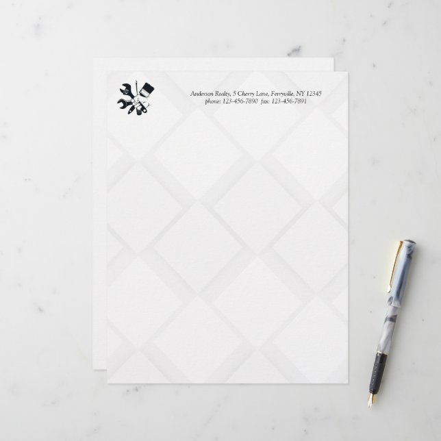 Papel Timbrado Construção de Bloco Preto e Branco Moderno (Frente/Verso In Situ)