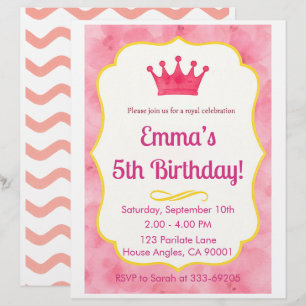 Papel Timbrado Convite de Aniversário para Coroa Rosa   zazzlemad