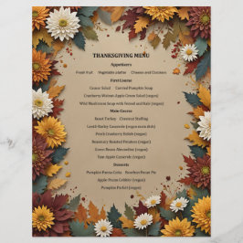 Papel Timbrado Convite de Menu de Flores de Outono