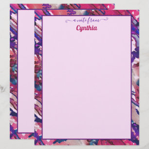 Papel Timbrado Cor d'água roxa e cor-de-rosa com impressora