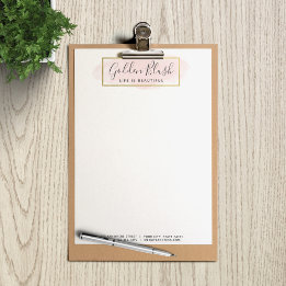 Papel Timbrado Cor de Água Rosa Espelhada e Chic Geométrico Doura