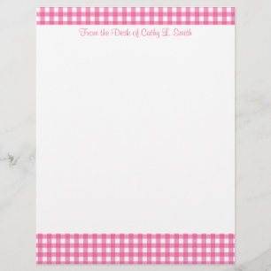 Papel timbrado cor-de-rosa Gingham