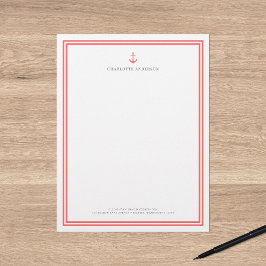 Papel Timbrado Cor Personalizada Moderno Clássico Âncora Personal