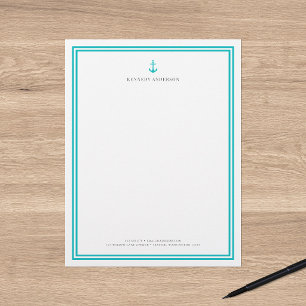 Papel Timbrado Cor Personalizada Moderno Clássico Âncora Personal