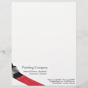 Papel Timbrado Cor vermelha de escova de pintura - cabeçalho
