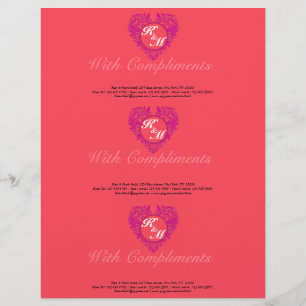 Papel Timbrado Coração de Framboesa e Damasco Magenta