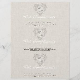 Papel Timbrado Coração do HeartyChic Natural Linen Damask