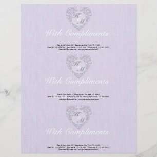 Papel Timbrado Coração, Lavanda e coração Damasco