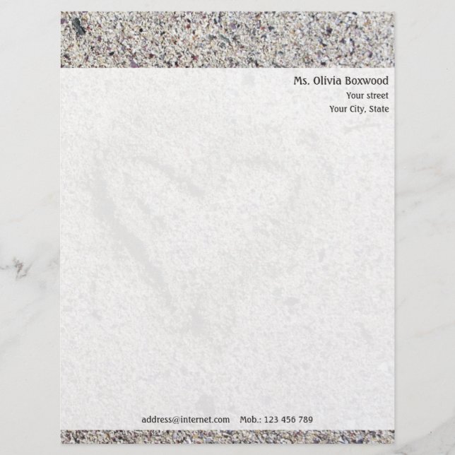 Papel Timbrado Coração romântico na areia com endereço do (Frente)