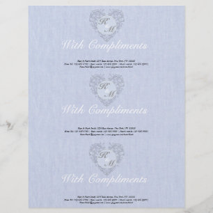 Papel Timbrado CoraçãoChic SkyBlue Linen Damask