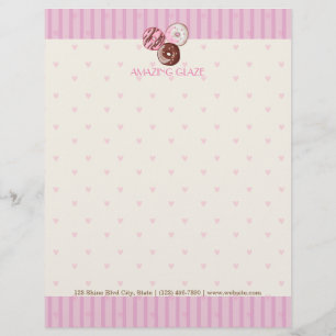 Papel Timbrado Corações cor-de-rosa Compro Letterhead CUTE KAWA