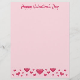 Papel Timbrado Corações cor-de-rosa do Dia dos Namorados & Texto 