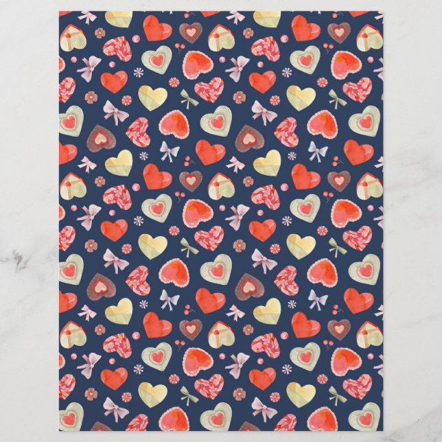 Papel Timbrado Corações Românticos de Aquarela (Frente)
