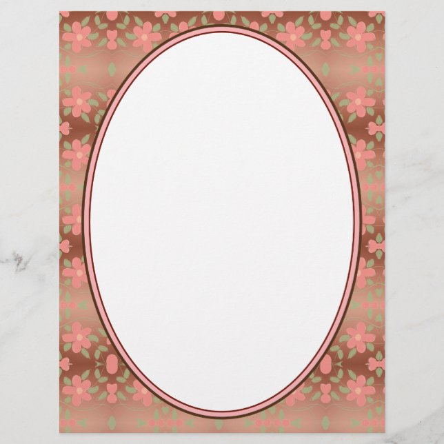 Papel Timbrado Coral floral com castanho (Frente)