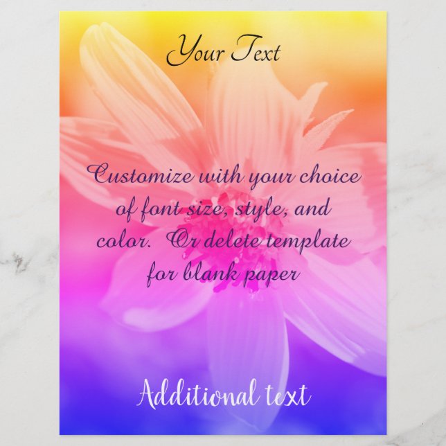 Papel Timbrado Cores do arco-íris de girassol (Frente)