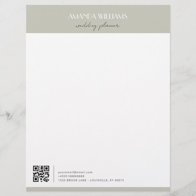 Papel Timbrado Correspondência de Código QR Profissional Clássico (Frente)