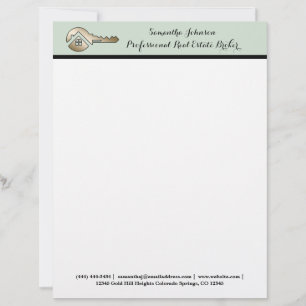 Papel Timbrado Corretor Profissional Chave Dourada Sage Sussurran