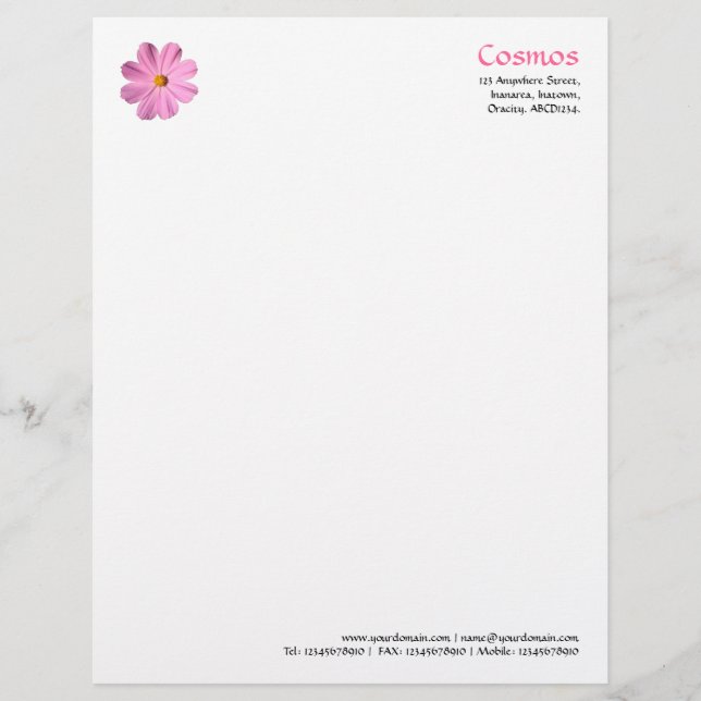 Papel Timbrado Cosmos Rosa (Frente)