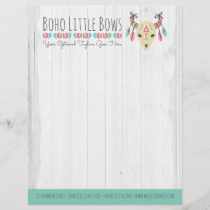 Papel Timbrado Crânio de Vaca Boho com Laços Fofo e Rústico Bouti