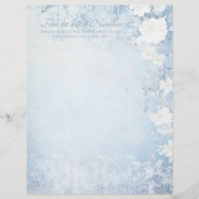 Papel Timbrado Create Your Own Blue Shabby Chic Apple Blossoms (Frente)