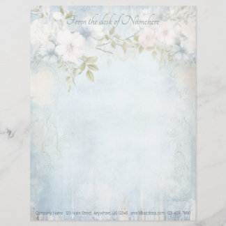 Papel Timbrado Create Your Own Blue Shabby Chic Pastel Blooms