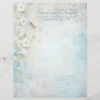Papel Timbrado Create Your Own Shabby Chic Plum Blossoms Bird