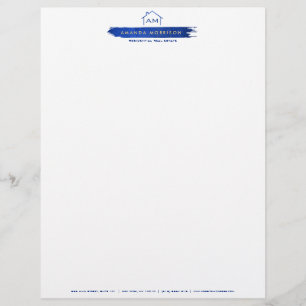 Papel Timbrado Creative Realtor Real Estate Paint Swash Azul