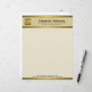 Papel Timbrado Creme Dourado Plate Accounting Business Letterhead