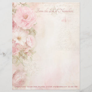 Papel Timbrado Crie Seu Próprio Ephemera de Rosas Brancas Rosa Vi