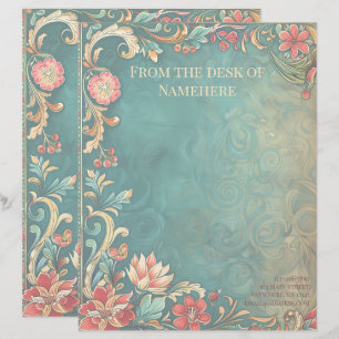 Papel Timbrado Crie Seu Próprio Floral Art Nouveau Multicolorido