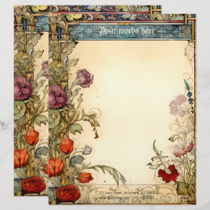 Papel Timbrado Crie Seu Próprio Floral da Renascença Medieval