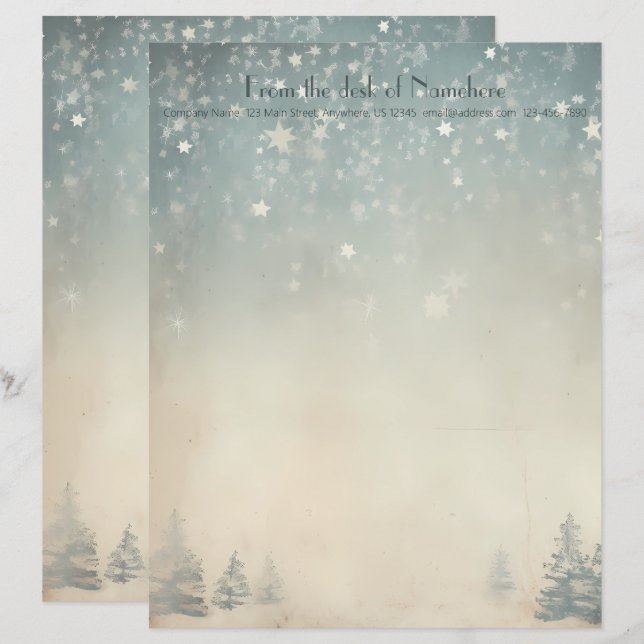 Papel Timbrado Crie Seu Próprio Inverno Celestial Prateado de Yul (Frente/Verso)