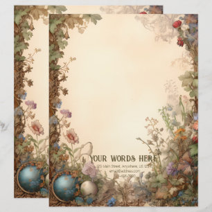 Papel Timbrado Crie Seu Próprio Jardim Secreto Floral Romântico
