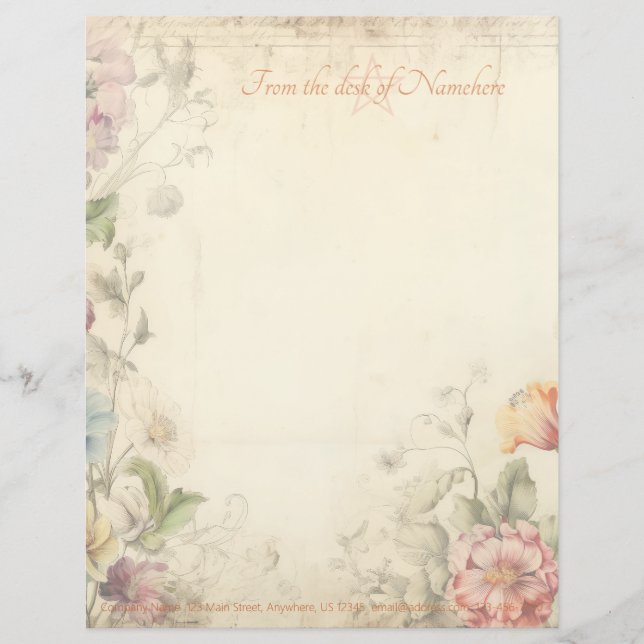 Papel Timbrado Crie Seus Próprios Flores Silvestres Rústicas Vint (Frente)