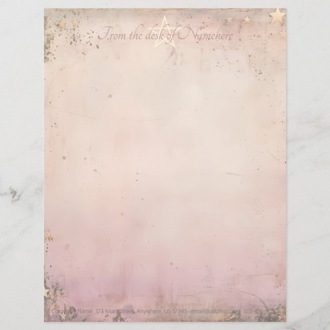 Papel Timbrado Crie Sua Própria Estrela Mágica Rosa Dourada (Frente)