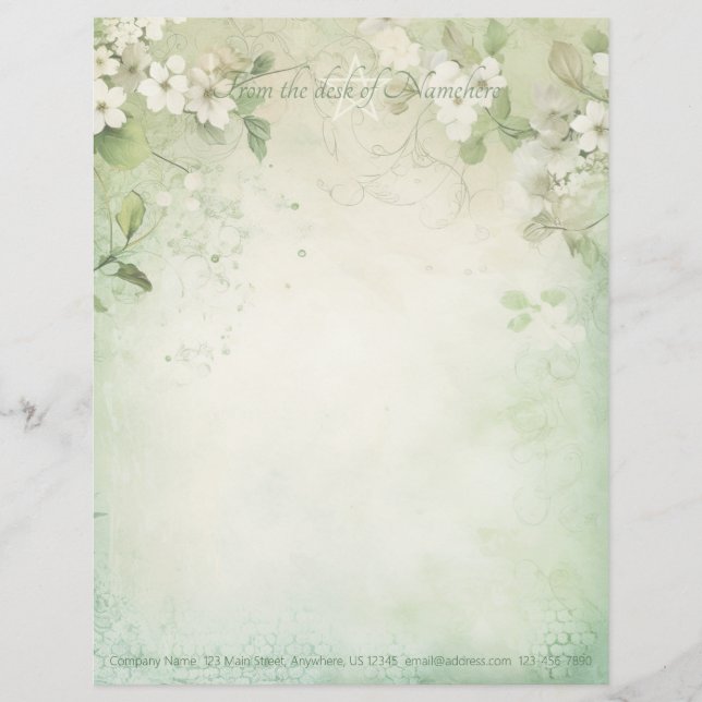 Papel Timbrado Crie Sua Própria Vinha de Flores Brancas Shabby Ch (Frente)