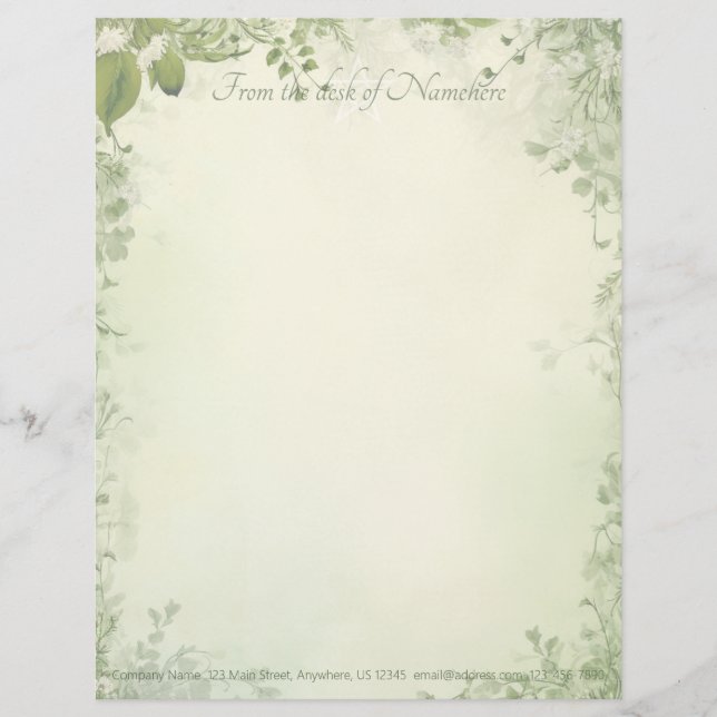 Papel Timbrado Crie Sua Própria Vinha de Flores Silvestres em Est (Frente)