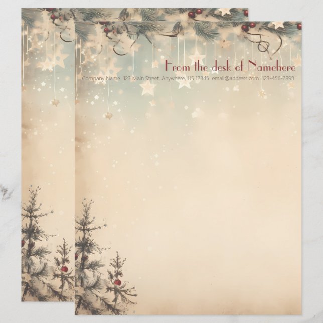 Papel Timbrado Crie suas Próprias Árvores Celestiais de Yule de I (Frente/Verso)