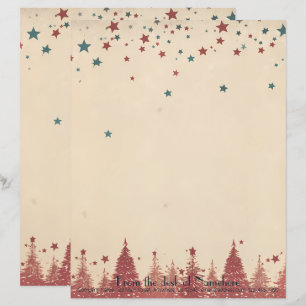 Papel Timbrado Crie suas próprias Árvores de Yule Vermelhas Celes