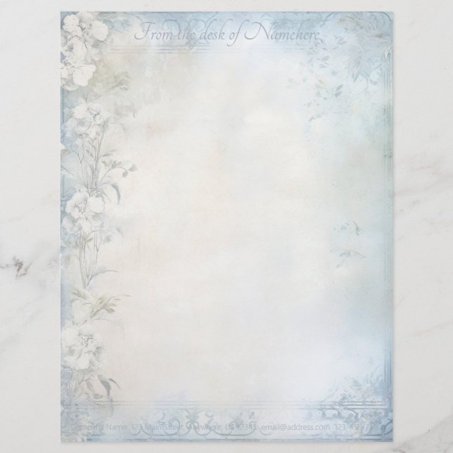 Papel Timbrado Crie Suas Próprias Cravos Brancos Rústicos Elegant (Frente)