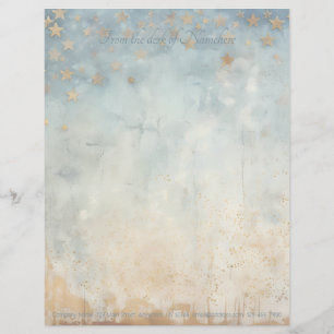 Papel Timbrado Crie Suas Próprias Estrelas Grunge Douradas Azuis 