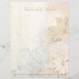 Papel Timbrado Crie Suas Próprias Flores de Poinsettia Douradas I